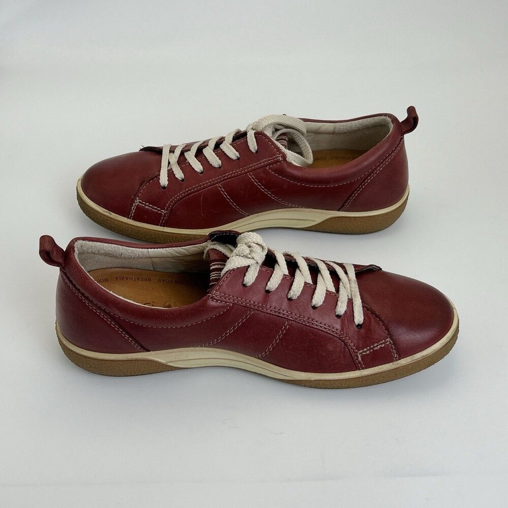 ECCO Chase II Tie Shoes Womens Sz 8-8.5 39 EU Port/Red Leather Lace Up Sneaker - Picture 4 of 9